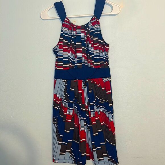 Women’s BCBGMAXAZRIA multicolored geometric sleeveless mini dress y2k multicolor - Picture 2 of 5